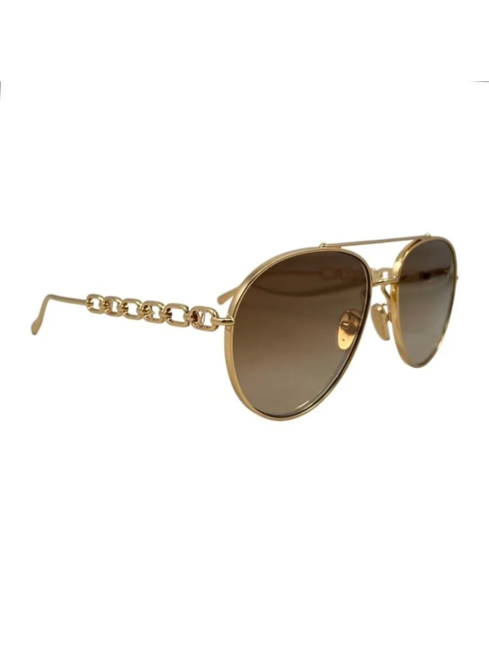 Louis Vuitton Sunglasses My LV Chain Pilot Monogram Flower LV Logo Gold Eyewear